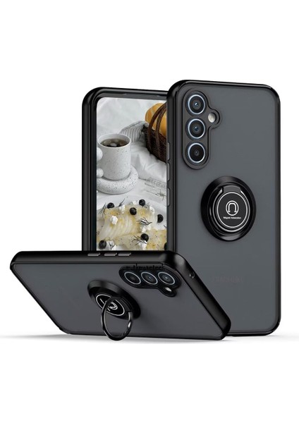 Samsung Galaxy A16 Kılıf Mat Parmak Izi Yapmaz Renkli Tuşlu 360 Yüzüklü Standlı Military Kamera Korumalı Kapak