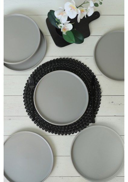 Mat Gri Stackable Servis Tabağı 27 cm 6 Adet 995