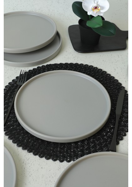 Mat Gri Stackable Servis Tabağı 27 cm 6 Adet 995