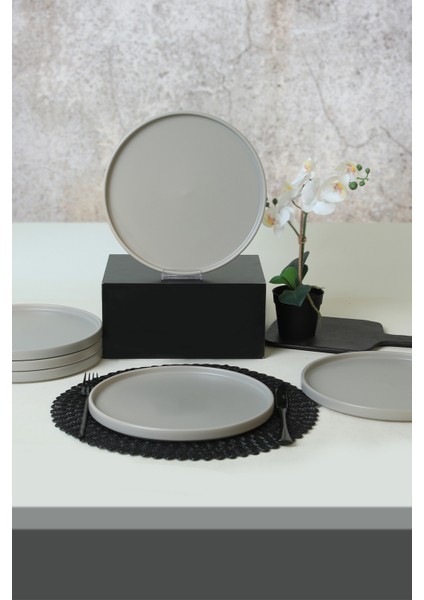 Mat Gri Stackable Servis Tabağı 27 cm 6 Adet 995