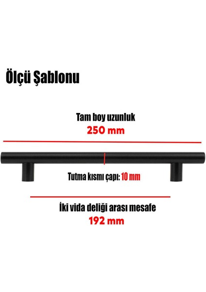 Rosemary 192 mm Mobilya Mutfak Çekmece Dolap Kapak Kulpu Kulbu 19.2 cm Mat Siyah Metal Kulp 10 Adet fiyatları