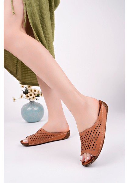 Kadın Hakiki Deri Taba Yumuşak Taban Terlik fiyatları