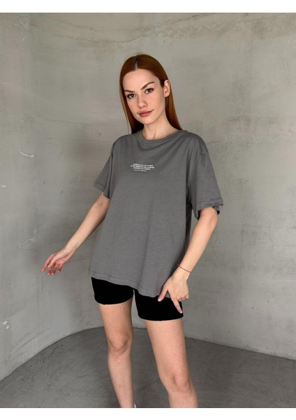T-921 Füme The Brand Yazılı Enjeksiyon Baskı Bisiklet Yaka Tişört