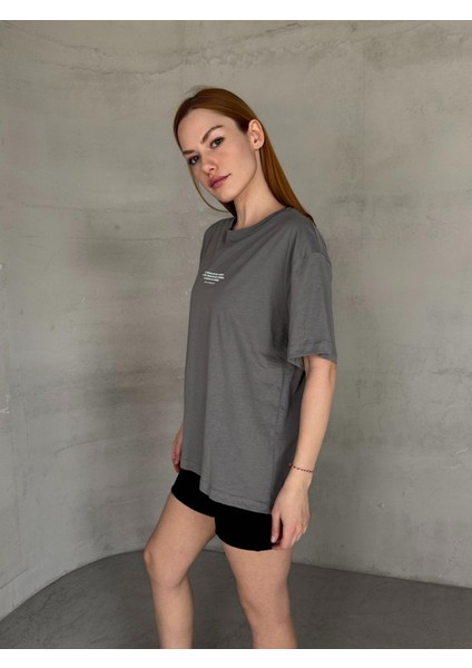 T-921 Füme The Brand Yazılı Enjeksiyon Baskı Bisiklet Yaka Tişört modelleri