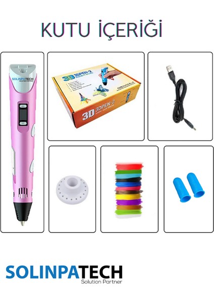 Pembe 3D Pen Üç Boyutlu Yazıcı Kalem 5 Metre 10 Adet Filament (50 Metre)