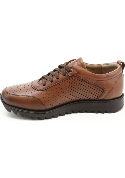 Erkek Taba Hakiki Deri Bağcıklı Sneaker