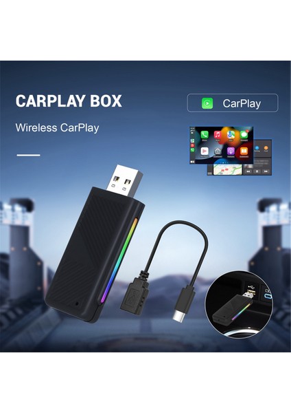 Kabloludan Kablosuza Carplay Kutusu Carplay Dongle Aı Kutusu Sesli Asistan Carplay Adaptörü Bluetooth Wıfı Tak ve Çalıştır (Yurt Dışından)