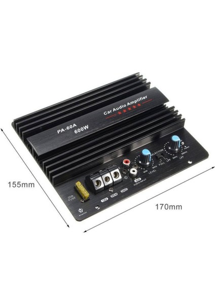 12V 600W Araba Amplifikatörü Kurulu PA-60A Subwoofer Devre Modülü Araba Güç Amplifikatörü, Siyah (Yurt Dışından)