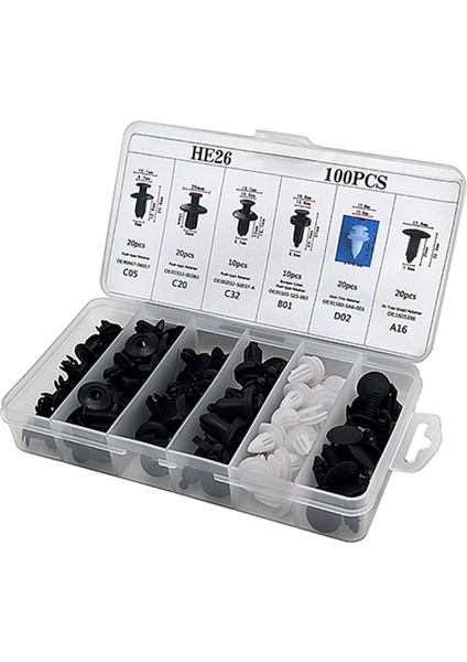 100 Adet Plastik Perçinler Raptiye Çamurluk Tampon Itme Klipleri W/sökme Aracı Honda Ford Chrysler Toyota Için (Yurt Dışından) fırsatları