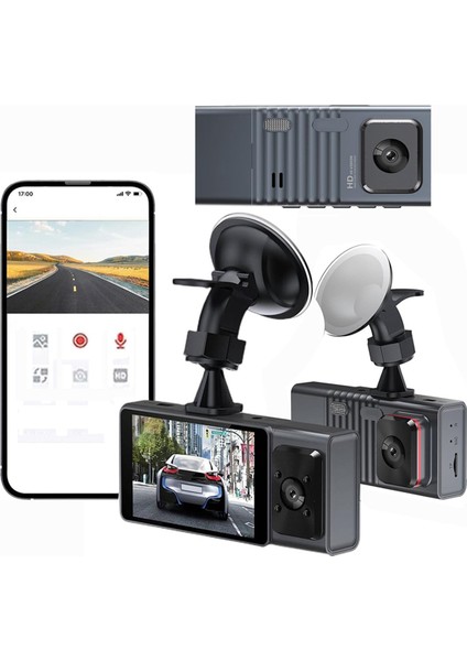 Araba Dvr Dash Kamera, 1080P Ön ve Iç Dash Kamera Wıfi Hd Gece Görüşü, G Sensörü, Park Monitörü, Döngü Kaydı (Yurt Dışından)