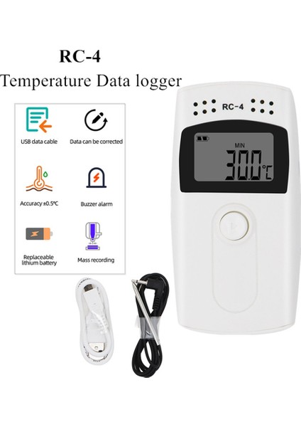 Rc-4hc USB Sıcaklık Veri Kaydedici Harici Sensör 16000 Nokta Sıcaklık Kaydedici Dahili Sensör (Yurt Dışından)
