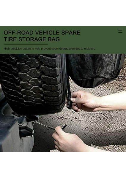 Yedek Lastik Çöp Torbası Açık Havada Saklama Çantası Wrangler Utv Suv Rv Kamyon Off-Road Kurtarma Dişli Ayarlanabilir Evrensel (Yurt Dışından)