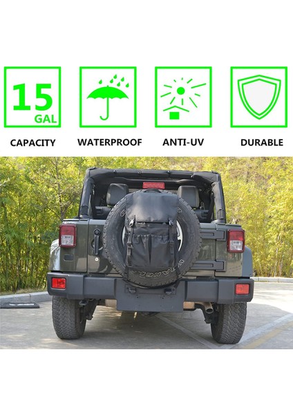 Yedek Lastik Çöp Torbası Açık Havada Saklama Çantası Wrangler Utv Suv Rv Kamyon Off-Road Kurtarma Dişli Ayarlanabilir Evrensel (Yurt Dışından)