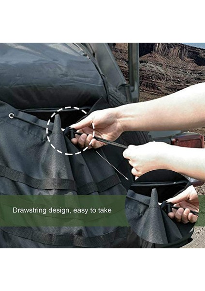 Yedek Lastik Çöp Torbası Açık Havada Saklama Çantası Wrangler Utv Suv Rv Kamyon Off-Road Kurtarma Dişli Ayarlanabilir Evrensel (Yurt Dışından)