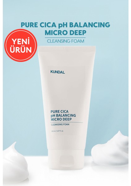 Hafif Asidik Formüle Sahip Köpük Temizleyici KUNDAL Pure Cica pH Balancing Micro Deep Cleansing Foam