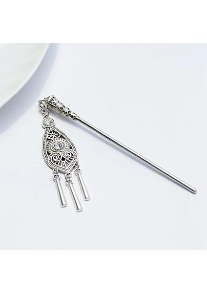 002-11 Bohemia Etnik Vintage Çingene Tibet Gümüş Renk Püskül Oyma Çiçek Chopstick Kadınlar Için Saç Çubukları Tokalar Takı Horquillas (Yurt Dışından) fırsatları