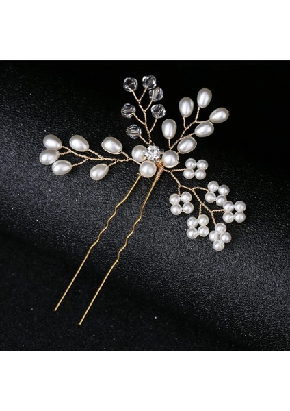 GKY322 Altın Kadınlar Için Trendy Çiçek Kristal Inci Düğün Saç Düğün Gelin Saç Aksesuarları Başlığı Saç Klipleri Takı (Yurt Dışından)