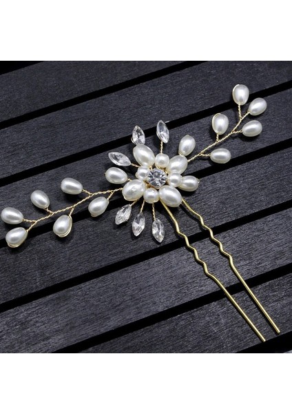 GKY322 Altın Kadınlar Için Trendy Çiçek Kristal Inci Düğün Saç Düğün Gelin Saç Aksesuarları Başlığı Saç Klipleri Takı (Yurt Dışından) fırsatları