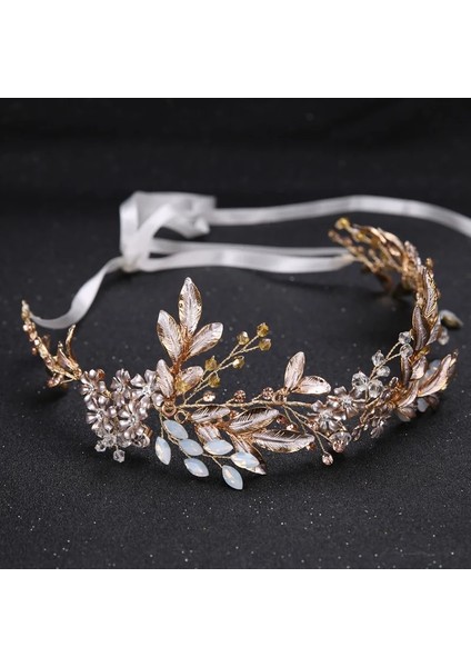 Diğer Şampanya Alaşım Kristal Boncuklar Çiçek Gelin Saç Bantları Saç Tarak Prenses Gelin Kurdele Hairband Düğün Saç Aksesuarları Taç (Yurt Dışından)