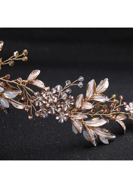 Diğer Şampanya Alaşım Kristal Boncuklar Çiçek Gelin Saç Bantları Saç Tarak Prenses Gelin Kurdele Hairband Düğün Saç Aksesuarları Taç (Yurt Dışından) fırsatları