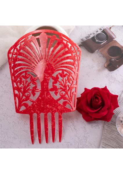 Kırmızı Vintage Yüksek Saç Tarakları Renkli Asetat Saç Aksesuarları Sahte Kaplumbağa Kabuğu Saç Tokaları Flamenko Headdresses Kadın Takı Hediye (Yurt Dışından) modelleri