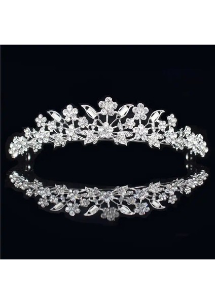No.8 Boyutu Düğün Tacı Gelin Başlığı Altın Gümüş Renk Rhinestone Kristal Diadem Kraliçe Taç Prenses Tiaras Düğün Saç Takı (Yurt Dışından)