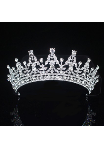No.8 Boyutu Düğün Tacı Gelin Başlığı Altın Gümüş Renk Rhinestone Kristal Diadem Kraliçe Taç Prenses Tiaras Düğün Saç Takı (Yurt Dışından) modelleri