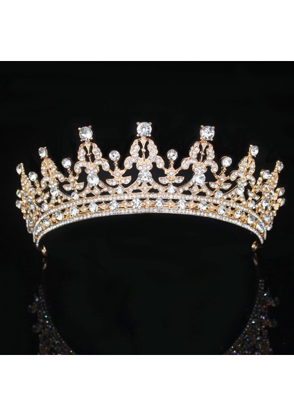 No.8 Boyutu Düğün Tacı Gelin Başlığı Altın Gümüş Renk Rhinestone Kristal Diadem Kraliçe Taç Prenses Tiaras Düğün Saç Takı (Yurt Dışından) fırsatları
