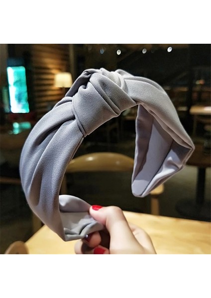 Gri Düz Renk Kumaş Kafa Çapraz Saç Bandı Kadınlar Için Geniş Plastik Saç Çember Lady Türban Çerçeve Saç Bantları Kız Saç Aksesuarları (Yurt Dışından)