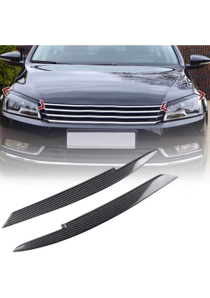 Passat B7 2010-2015 Için Araba Far Göz Kapakları Kaşları Abs Far Lambası Etiket Kapak Trim Aksesuarları-Karbon Fiber (Yurt Dışından)