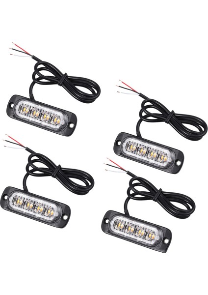 Adet 4 LED Amber Kurtarma Strobe Işıkları 12V 24V Turuncu Izgara Arıza Yanıp Sönüyor (Yurt Dışından)