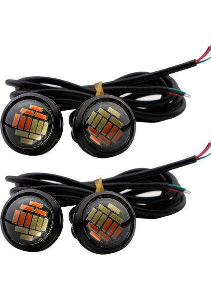Adet Araba 12V 23MM Çift Renkli Switchback 4014 12 LED Drl Kartal Göz Gündüz Işığı (Yurt Dışından)