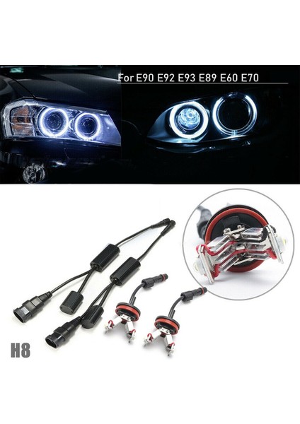 1set Araba Halo Melek Gözü LED Işık H8 6W Beyaz Ampuller Bmw E90 E92 E93 E89 E60 E70 (Yurt Dışından) fiyatları