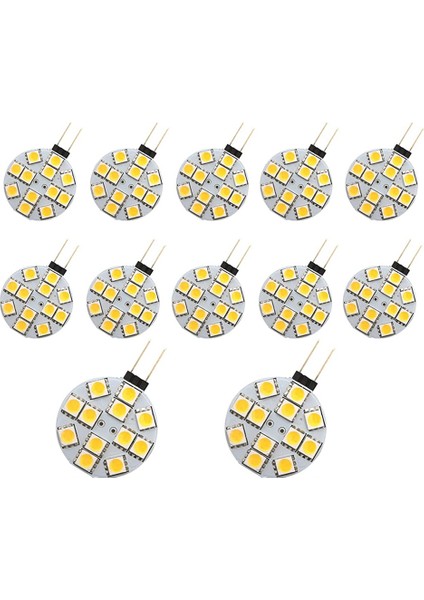 12PCS G4 Puck Işıkları LED Ampuller Yan Pin Tabanı Yuvarlak G4 5050 12SMD LED Rv Camper Işık Ev Okuma Işığı, Sıcak Beyaz (Yurt Dışından)