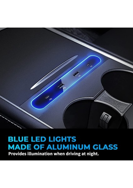 Tesla Modeli 3 Y 2021 2022 Aksesuarları 27W Hızlı Şarj Cihazı Yerleştirme Istasyonu, 4 In 1 USB LED Hub Merkezi Konsol Sensörü (Yurt Dışından)