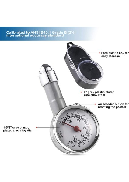 Küçük Lastik Basıncı Göstergesi 10-100PSI, Motosikletler, Arabalar, Suv Atv Için Doğru Mekanik Çinko Alaşımlı Hava Ölçer (Yurt Dışından) modelleri