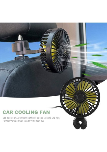 Araba Soğutma Fanı, USB Arka Koltuk Oto Arka Koltuk Fanı 3 Hız Araç Klip Fanı Otomobil Araç Kamyon Van Suv Rv Tekne Otobüs (Yurt Dışından) indirimleri