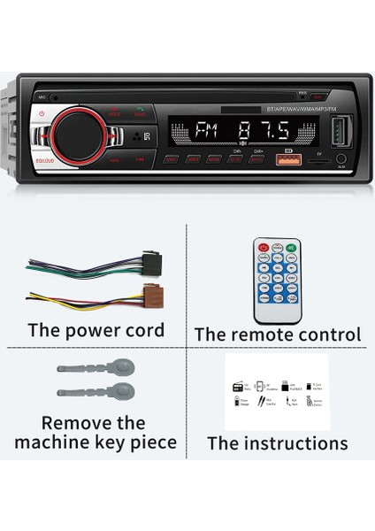 Araba Oyuncu Modeli 520 USB Plug-In Radyo Bluetooth Eller Serbest Mp3 Uzun Stil Çalar Kayıpsız Müzik Evrensel (Yurt Dışından)