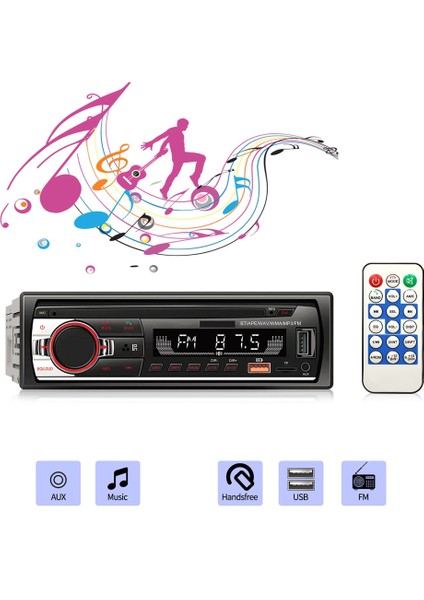 Araba Oyuncu Modeli 520 USB Plug-In Radyo Bluetooth Eller Serbest Mp3 Uzun Stil Çalar Kayıpsız Müzik Evrensel (Yurt Dışından)