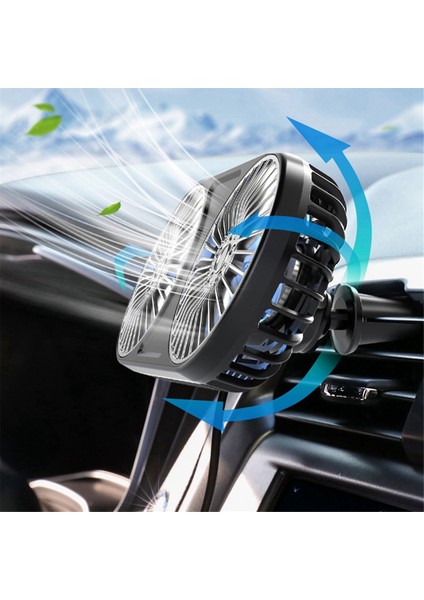 USB Araba Hava Çıkışı Gösterge Paneli Mini Fan 5V Otomatik Havalandırma Fanı Düşük Gürültülü Çift Kafa Otomatik Elektrikli Fan 3 Vites Elektrikli (Yurt Dışından)