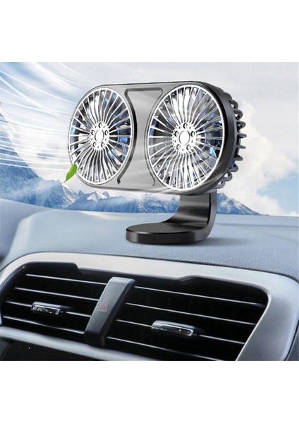 USB Araba Hava Çıkışı Gösterge Paneli Mini Fan 5V Otomatik Havalandırma Fanı Düşük Gürültülü Çift Kafa Otomatik Elektrikli Fan 3 Vites Elektrikli (Yurt Dışından)