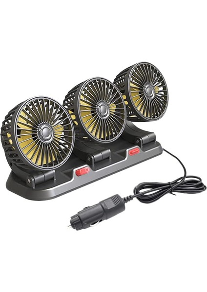 Araba Için Fan Suv'ler Için Üç Kafalı Fan USB Soğutma Hava Küçük Kişisel Fan Kamyon Araç Için 2 Hızlı Elektrikli Fan (12V) (Yurt Dışından)