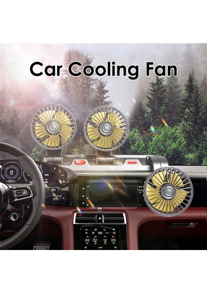 Araba Için Fan Suv'ler Için Üç Kafalı Fan USB Soğutma Hava Küçük Kişisel Fan Kamyon Araç Için 2 Hızlı Elektrikli Fan (12V) (Yurt Dışından)