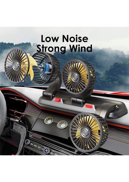 Araba Için Fan Suv'ler Için Üç Kafalı Fan USB Soğutma Hava Küçük Kişisel Fan Kamyon Araç Için 2 Hızlı Elektrikli Fan (12V) (Yurt Dışından)
