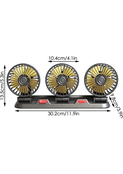 Araba Için Fan Suv'ler Için Üç Kafalı Fan USB Soğutma Hava Küçük Kişisel Fan Kamyon Araç Için 2 Hızlı Elektrikli Fan (12V) (Yurt Dışından)