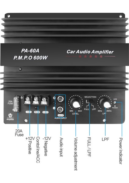 12V 600W Araç Ses Güç Amplifikatörü Kurulu Kayıpsız Subwoofer Bas Modülü Yüksek Güç Araç Ses Aksesuarları Mono Kanal (Yurt Dışından)