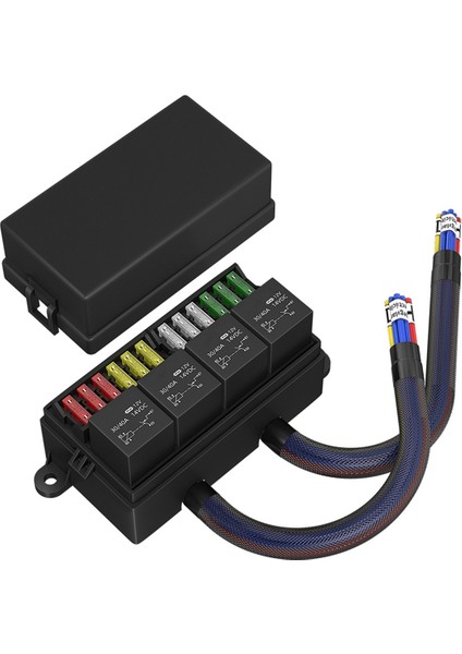 12V Sigorta Röle Kutusu Önceden Kablolanmış Sigorta ve Röle Kutusu 4 Röleli 12 Yollu Atc/ato Sigortaları Araba Için Kapalı 12V Röle Sigorta Kutusu (Yurt Dışından)