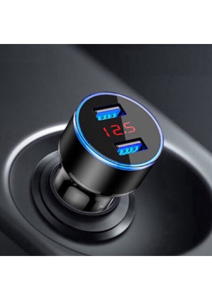 3.1A Çift USB Araç Şarj Cihazı 2 Port LCD Ekran 12-24V Hızlı Hızlı Şarj Otomatik Güç Adaptörü LED Işıklı, Siyah (Yurt Dışından)