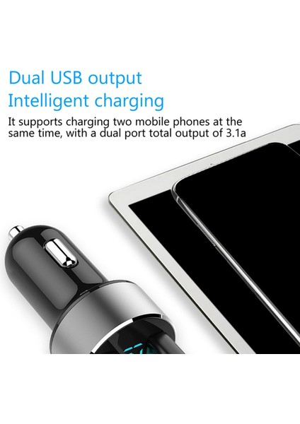 3.1A Çift USB Araç Şarj Cihazı 2 Port LCD Ekran 12-24V Hızlı Hızlı Şarj Otomatik Güç Adaptörü LED Işıklı, Siyah (Yurt Dışından)