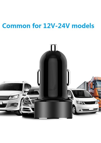 3.1A Çift USB Araç Şarj Cihazı 2 Port LCD Ekran 12-24V Hızlı Hızlı Şarj Otomatik Güç Adaptörü LED Işıklı, Siyah (Yurt Dışından)